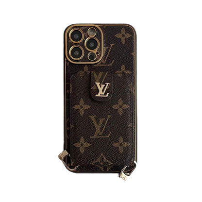 Advanced leather iPhone Case With Card Wallet And Strap