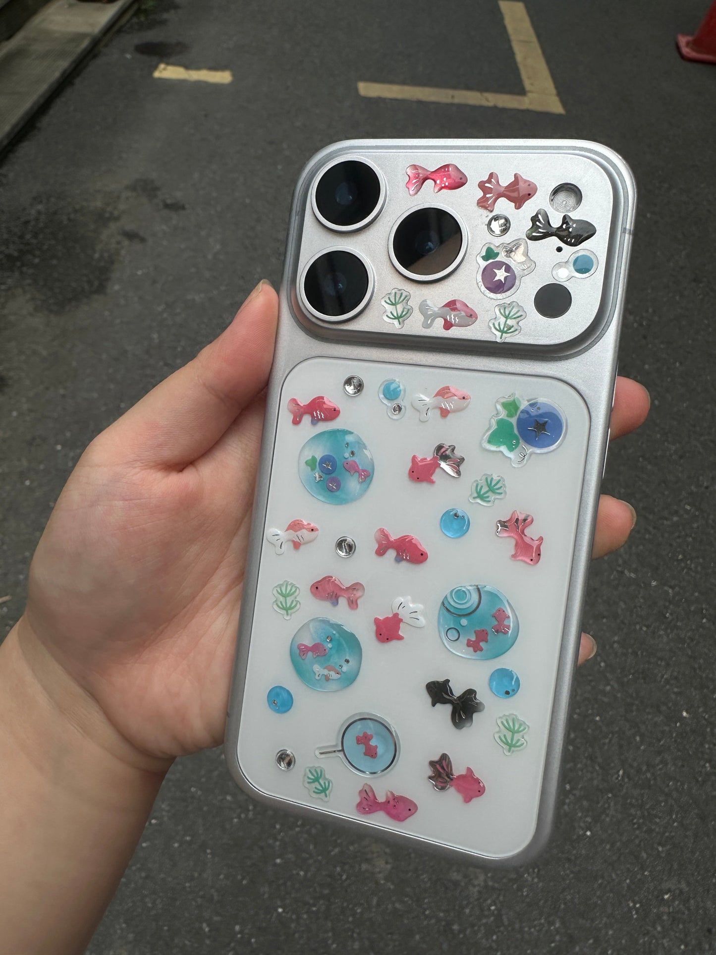 3D handmade glue stickers+  Transparent mobile phone case