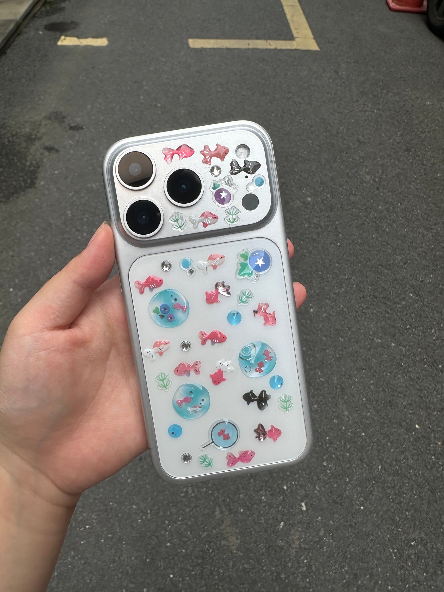 3D handmade glue stickers+  Transparent mobile phone case
