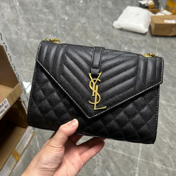 Black Quilted Chain Crossbody Bag
