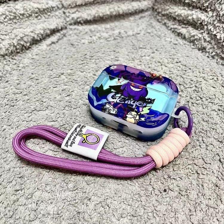 Anime Gengar Purple Airpods Case with Case Keychain Loop